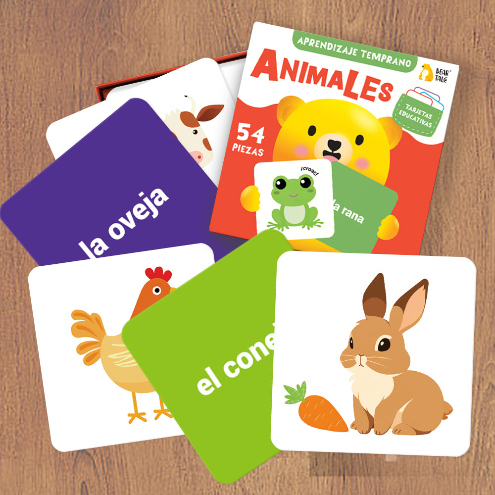 Spanish Cartoon Animals Flash Card