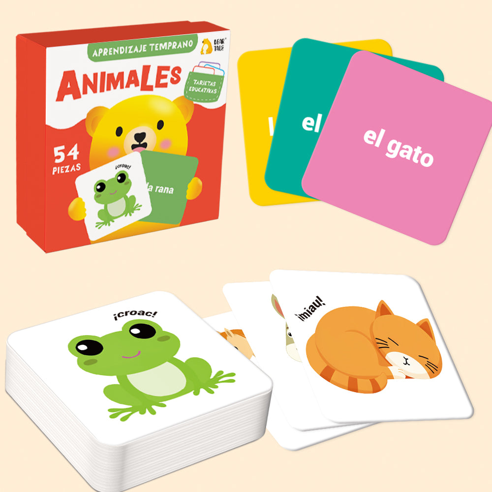 Spanish Cartoon Animals Flash Card