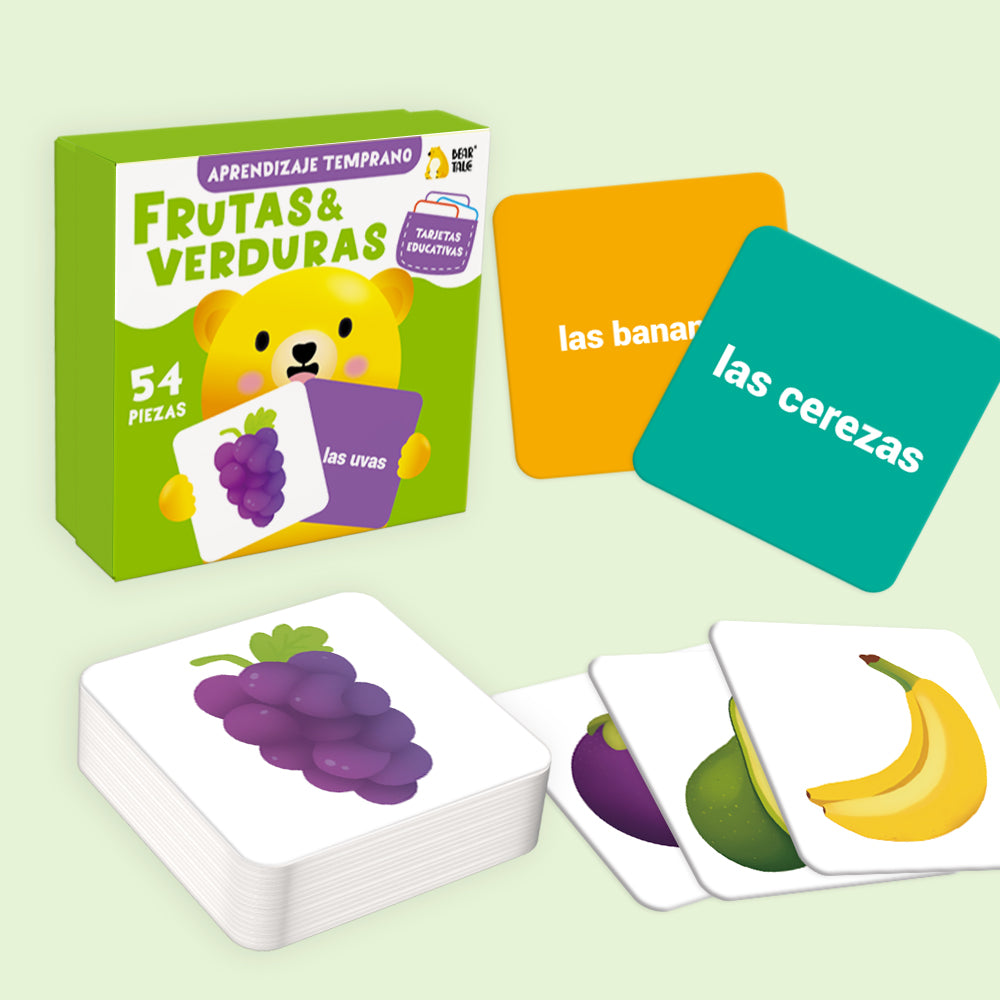 Spanish Cartoon Fruits & Vegetables Flash Card