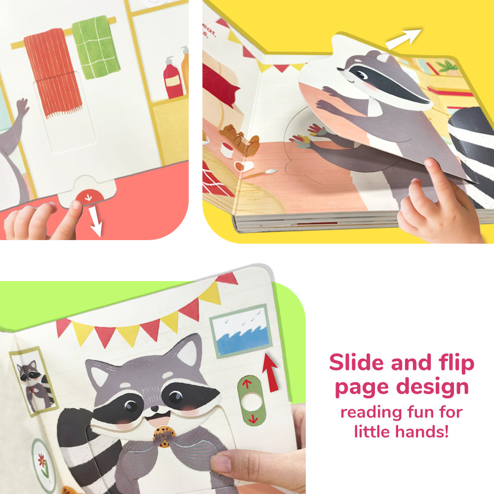Habit Pals Push Pull Slide Kids Activity Book -Raccoon&