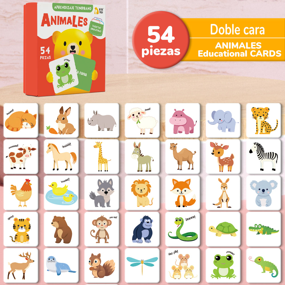Spanish Cartoon Animals Flash Card