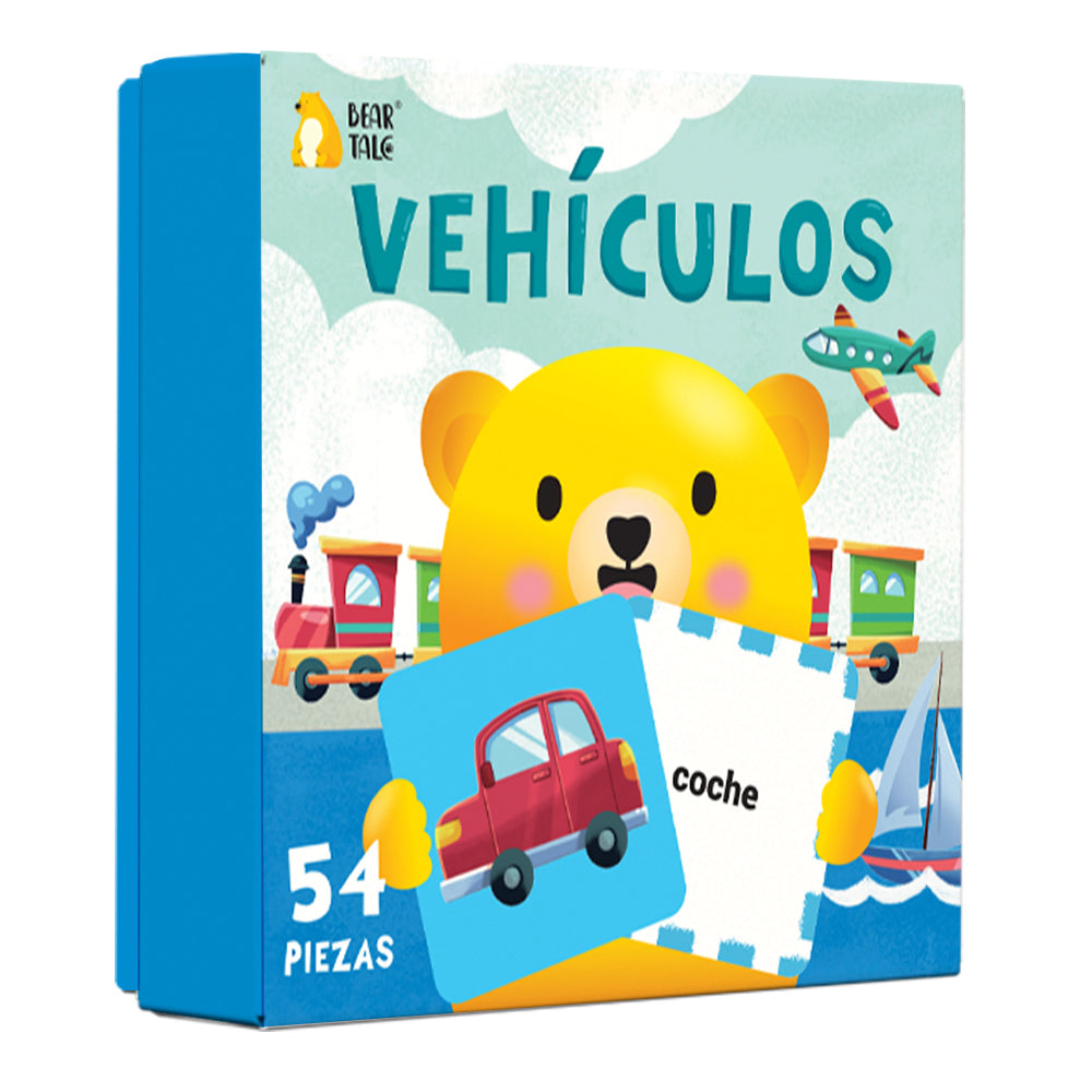 Spanish Cartoon Vehicles Flash Card