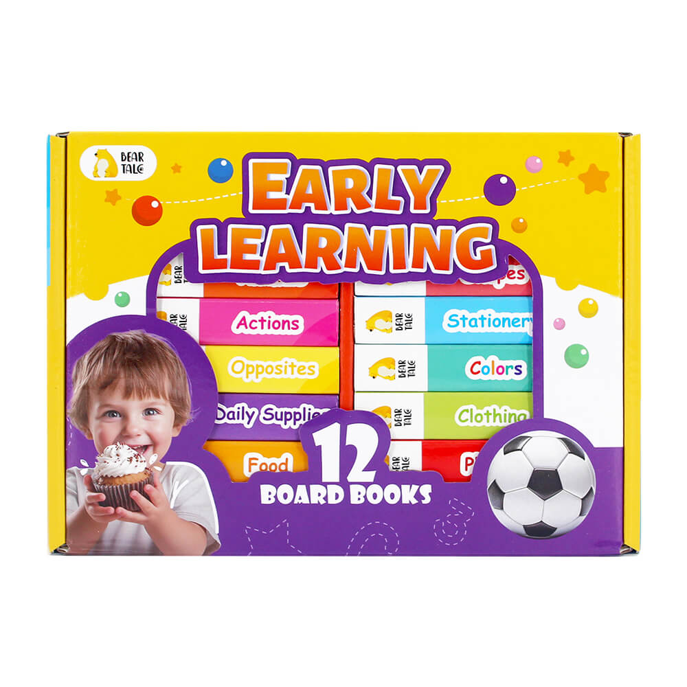 Numbers, Colors, Shapes, Animals, Food Set of 12 (Broad Books)