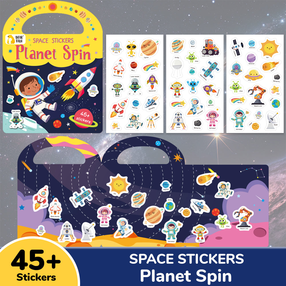 45 Pcs Space Stickers Planet Spin