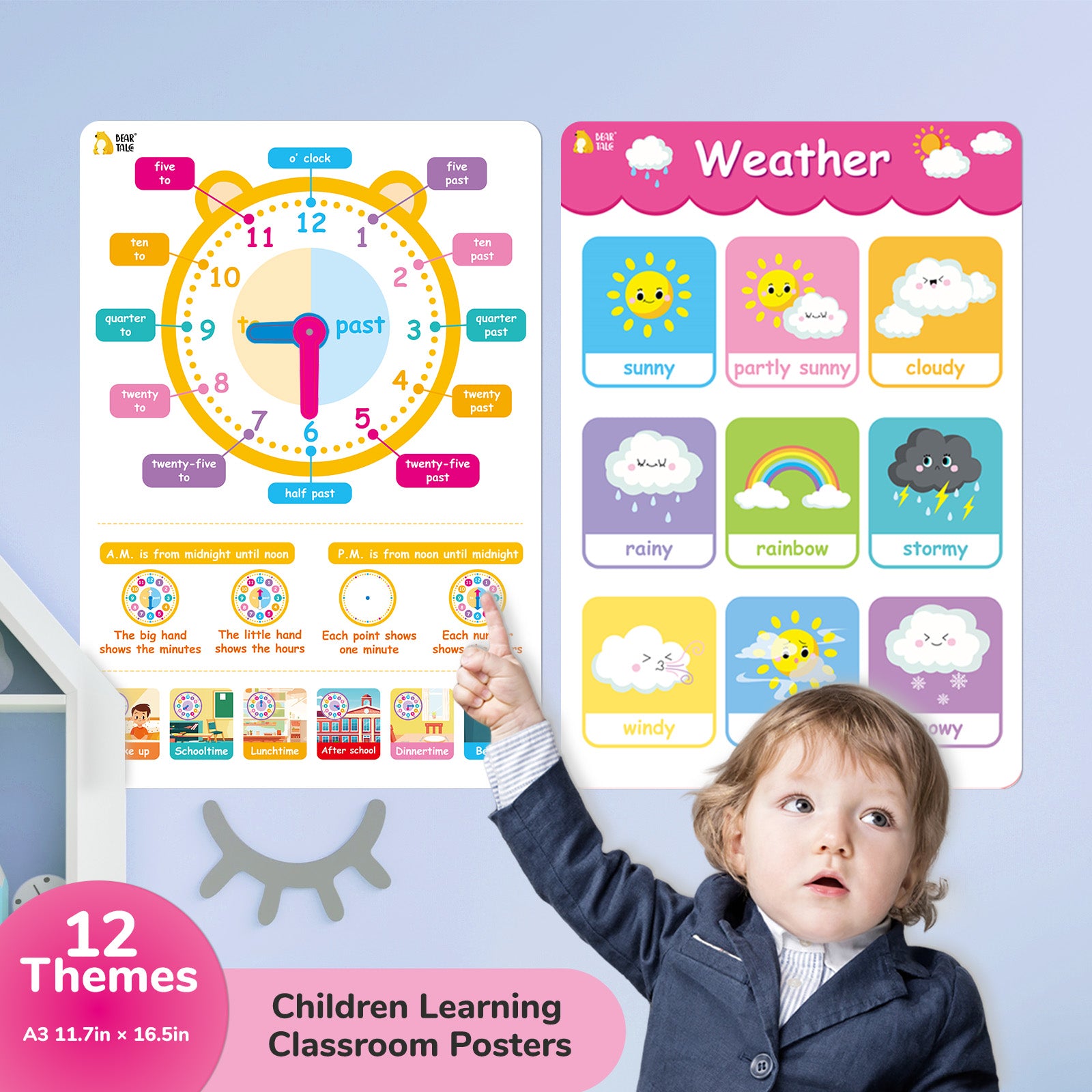 Educational Poster - Weather, Time, Seasons, Numbers