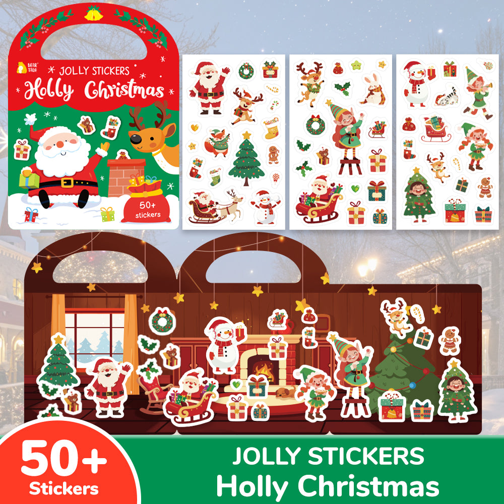 50 pcs Jolly Stickers Holly Christmas