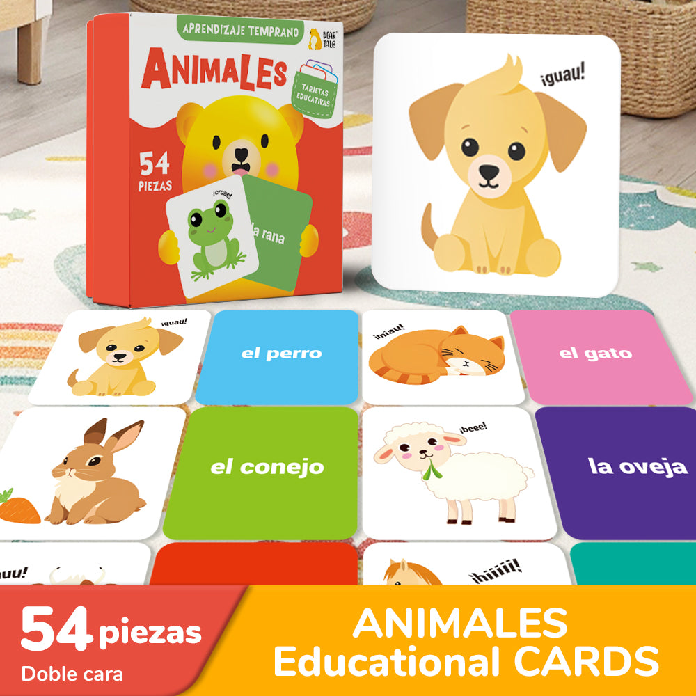 Spanish Cartoon Animals Flash Card