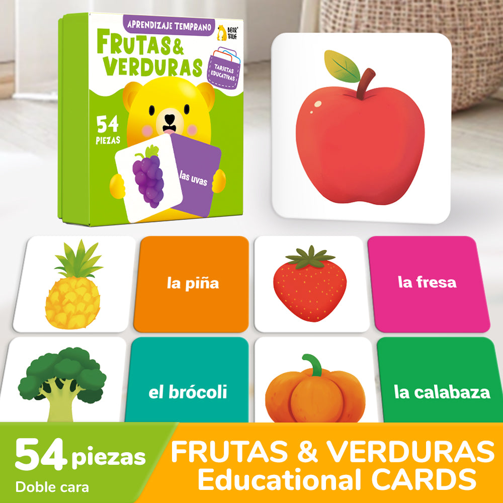 Spanish Cartoon Fruits & Vegetables Flash Card