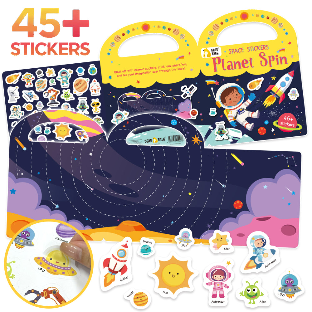 45 Pcs Space Stickers Planet Spin
