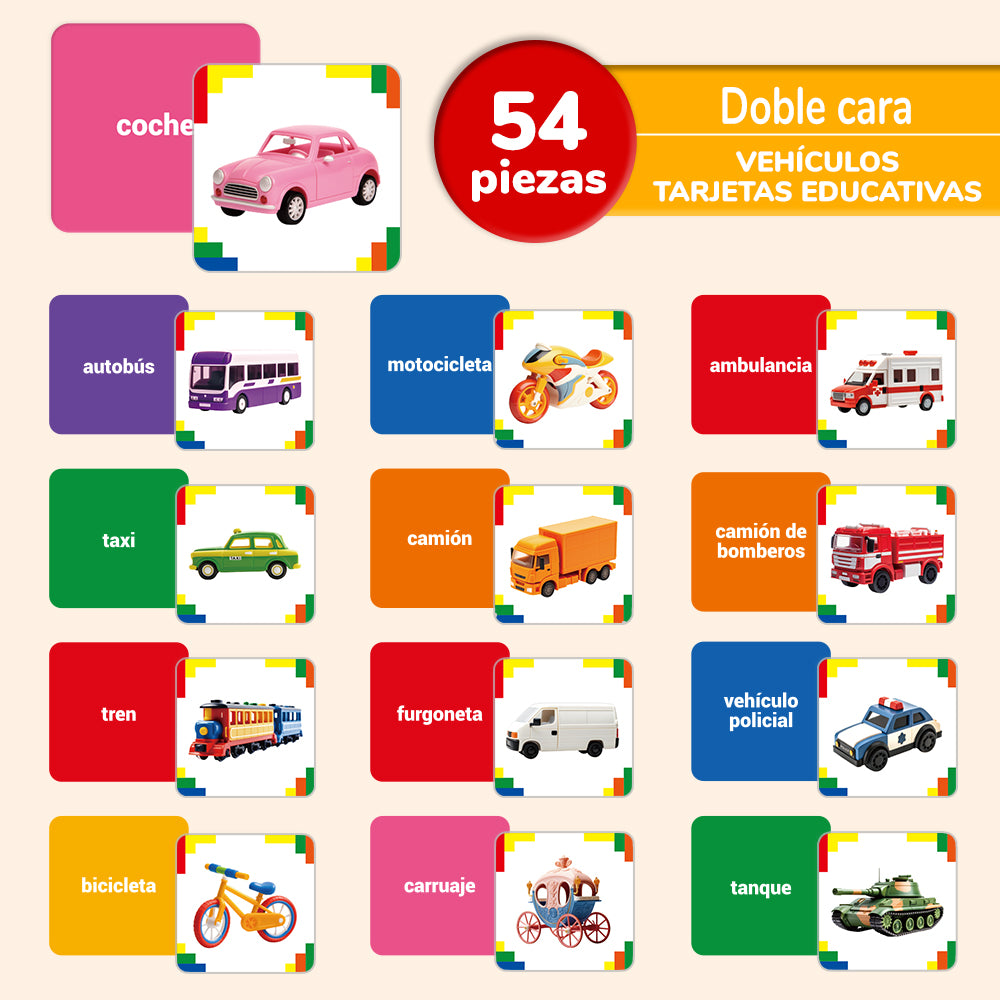 Spanish Vehicles Flash Card