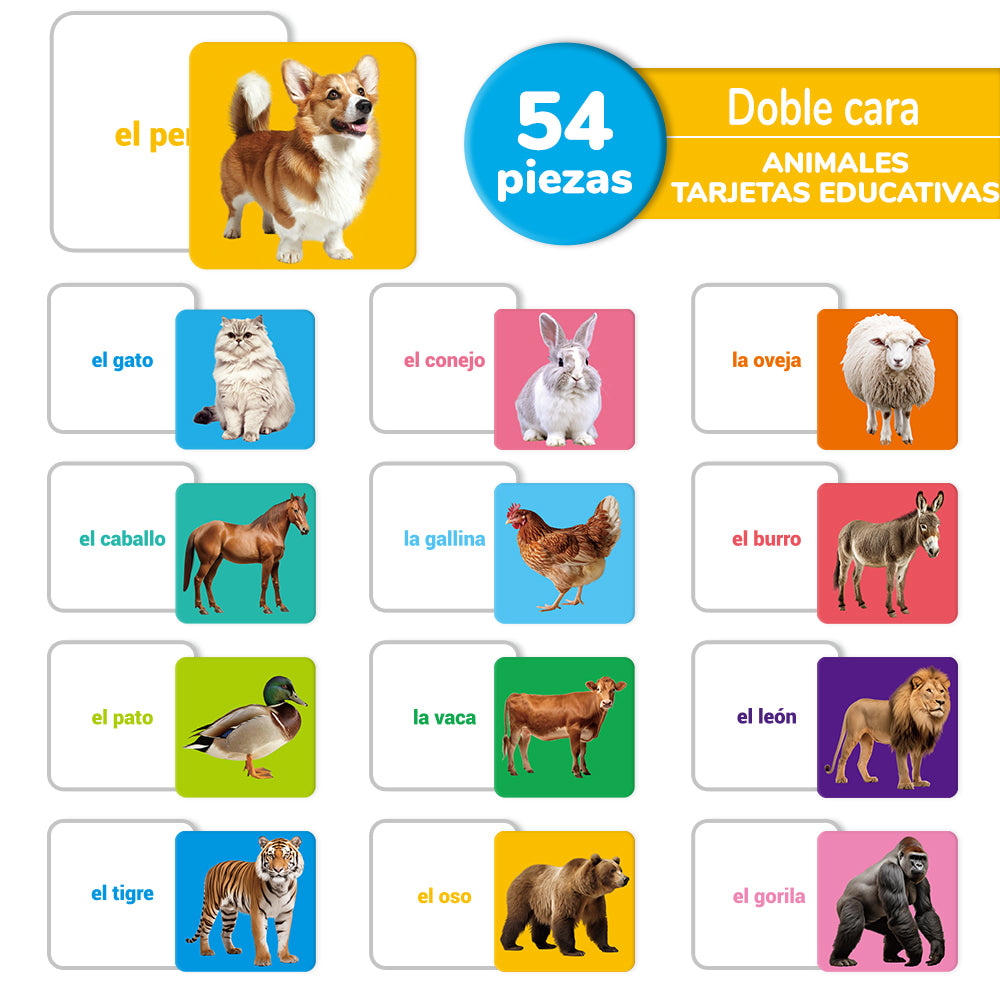 Spanish Animals Flash Card