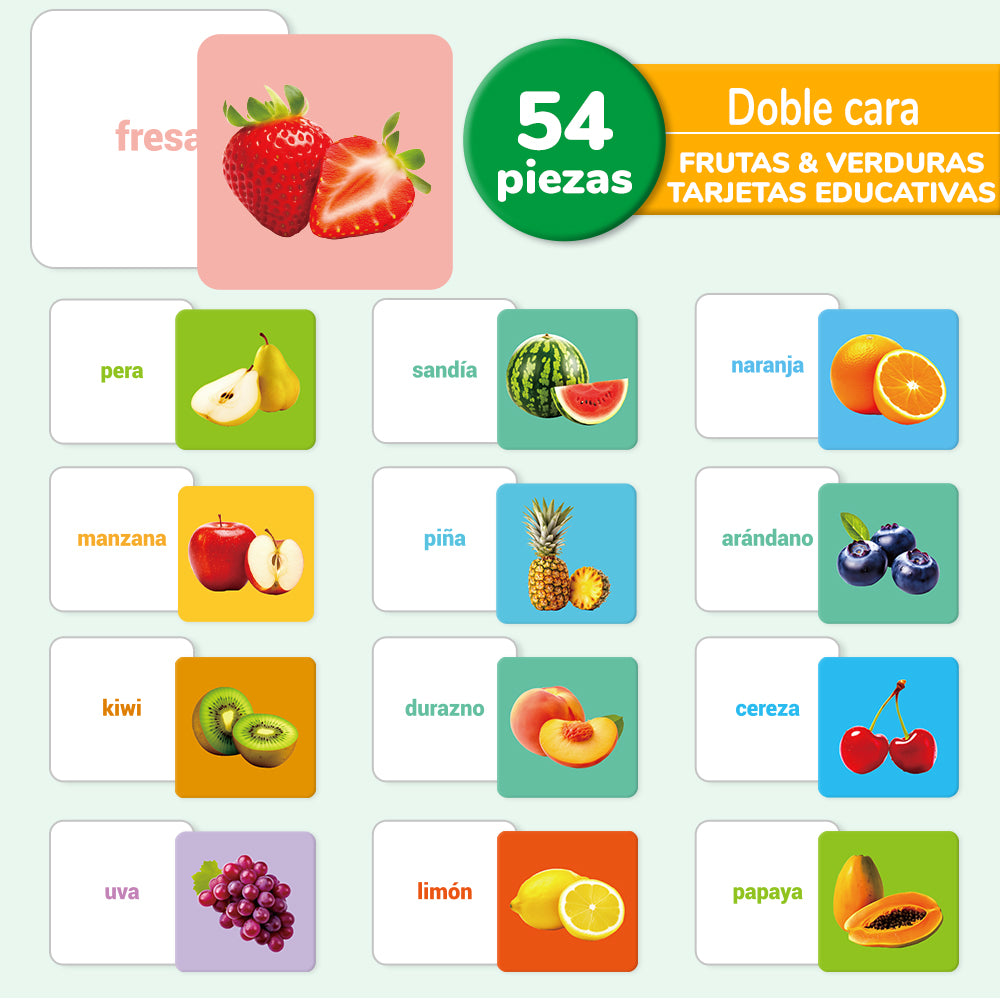 Spanish Fruits & Vegetables Flash Card