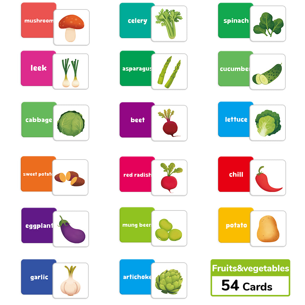 Cartoon Fruits & Vegetables Flash Card