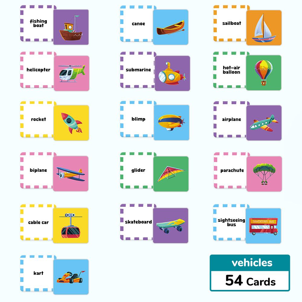 Cartoon Vehicles Flash Card