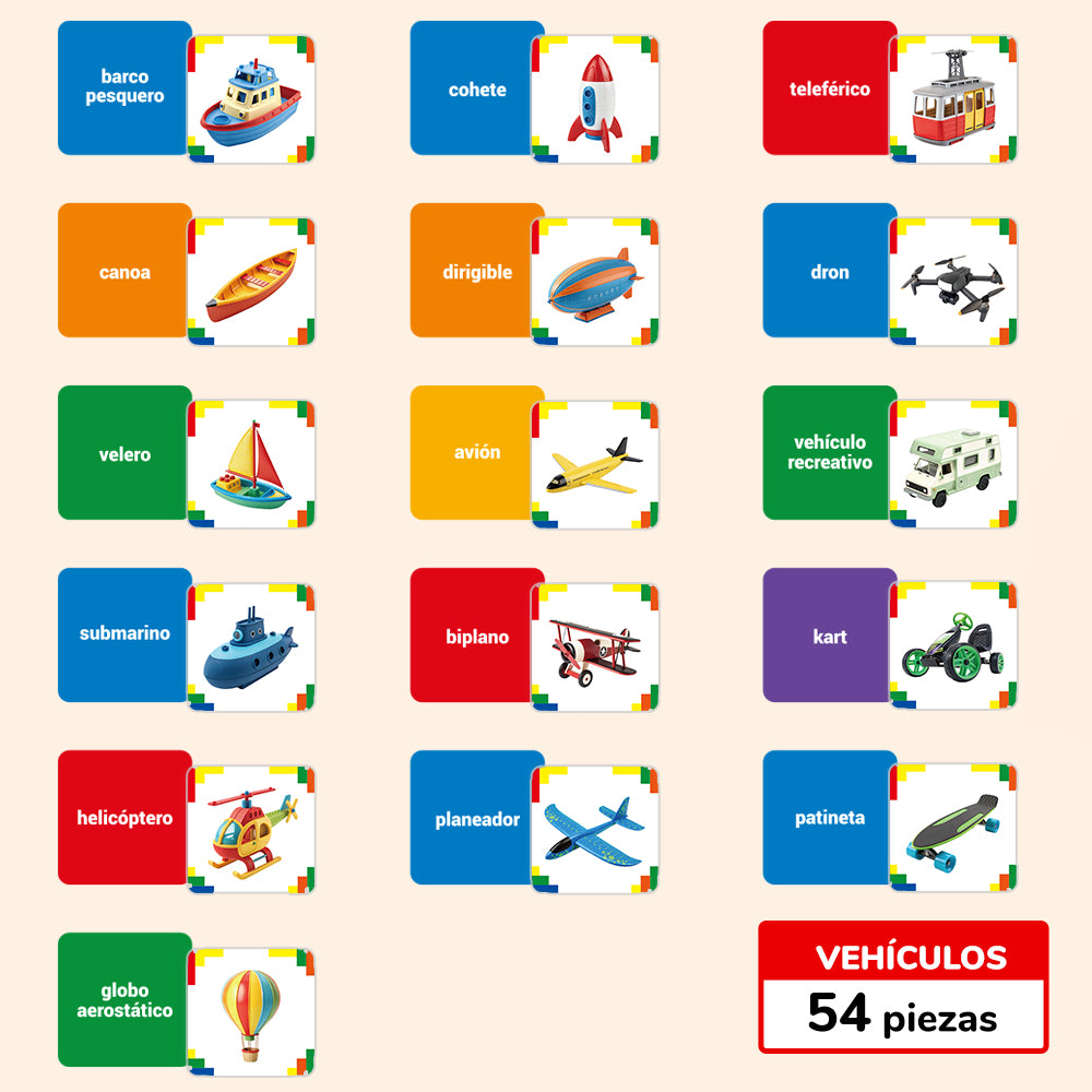 Spanish Vehicles Flash Card