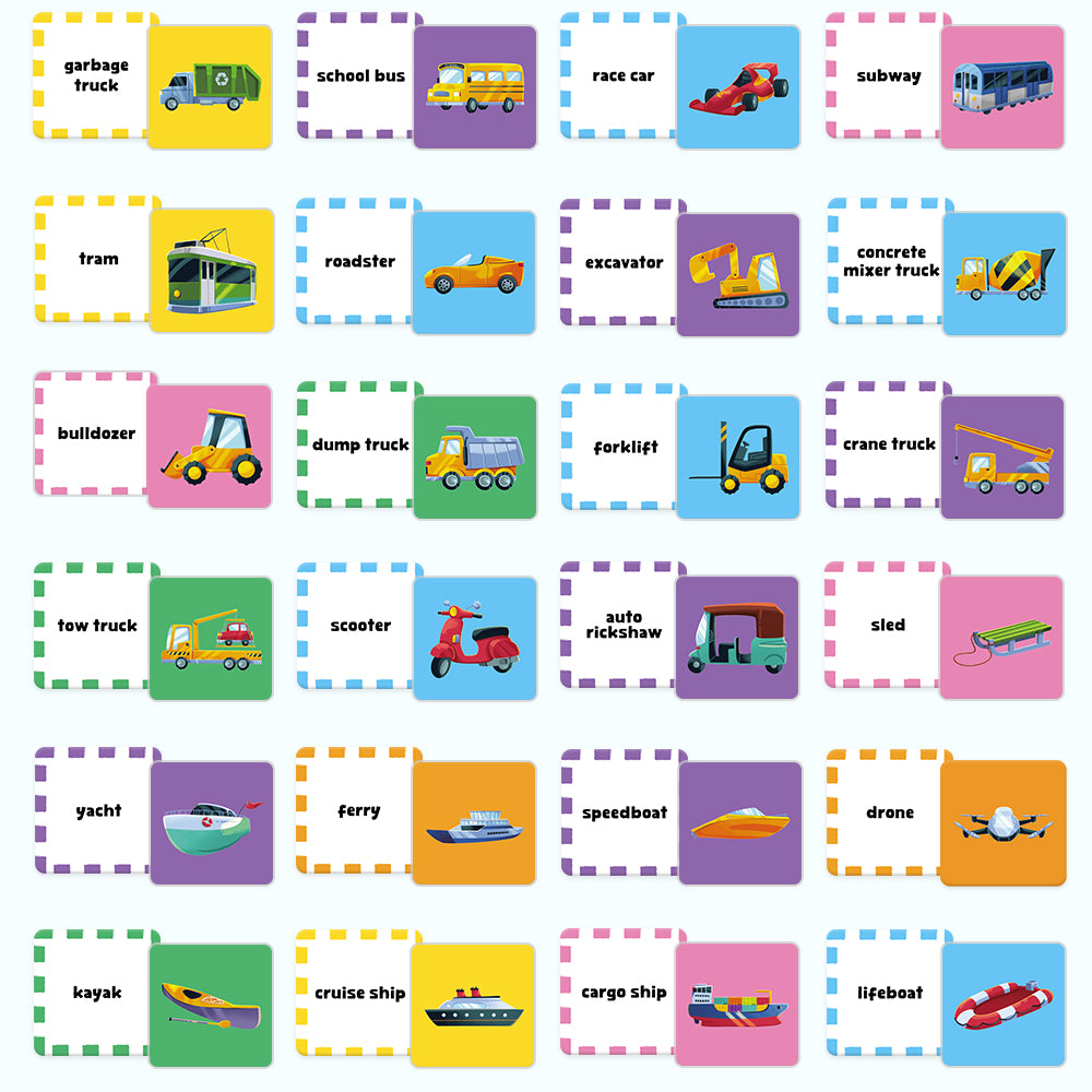 Cartoon Vehicles Flash Card