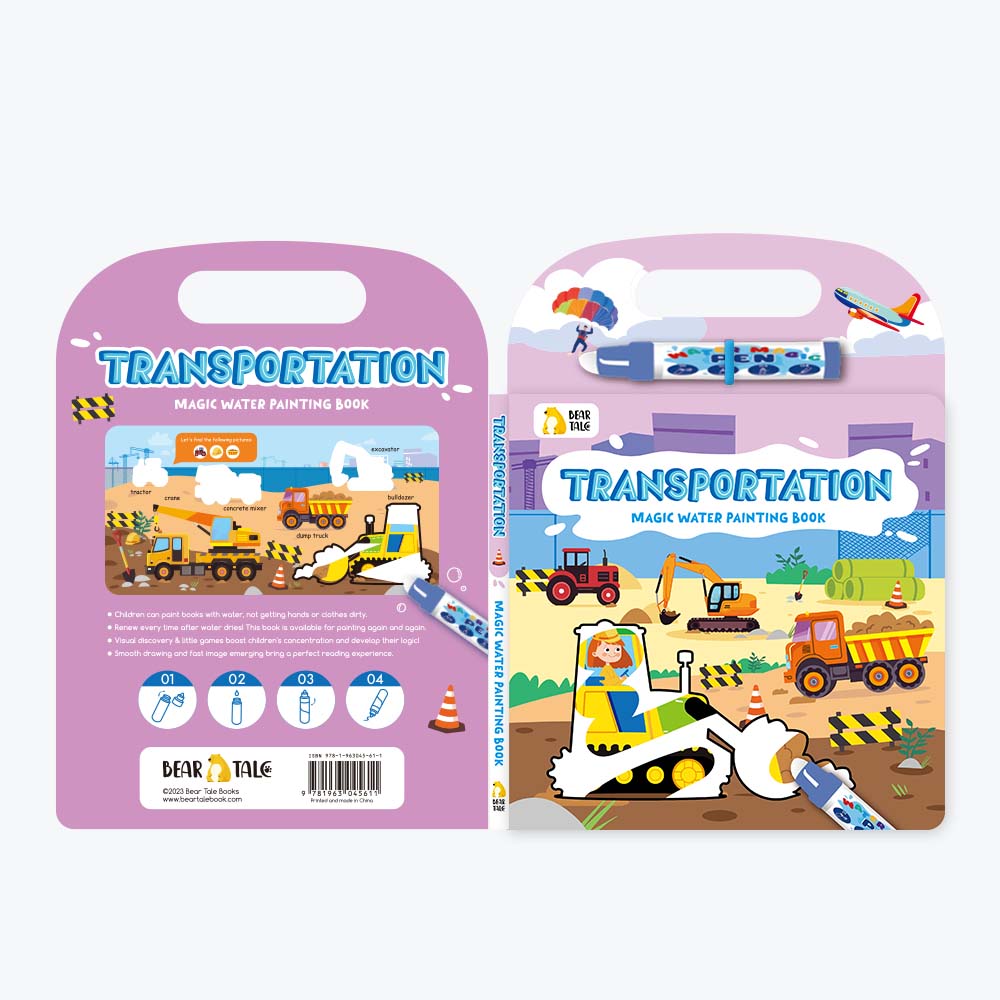TRANSPORTATION Magic Water Painting Book