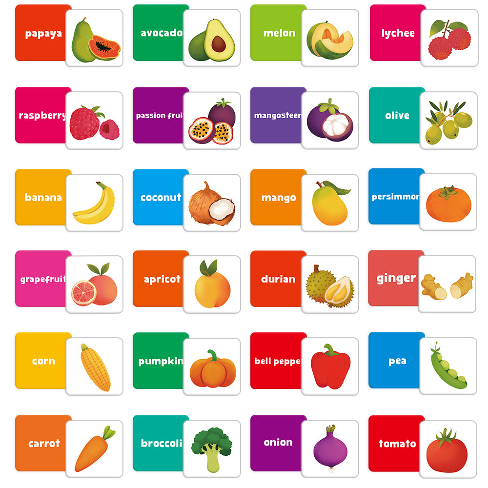 Cartoon Fruits & Vegetables Flash Card