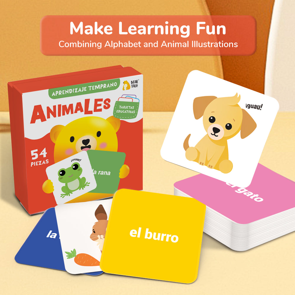Spanish Cartoon Animals Flash Card