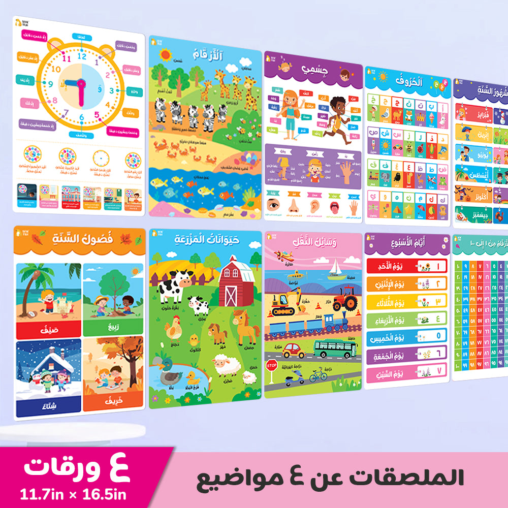 Arabic Educational Poster - Weather, Time, Seasons, Numbers