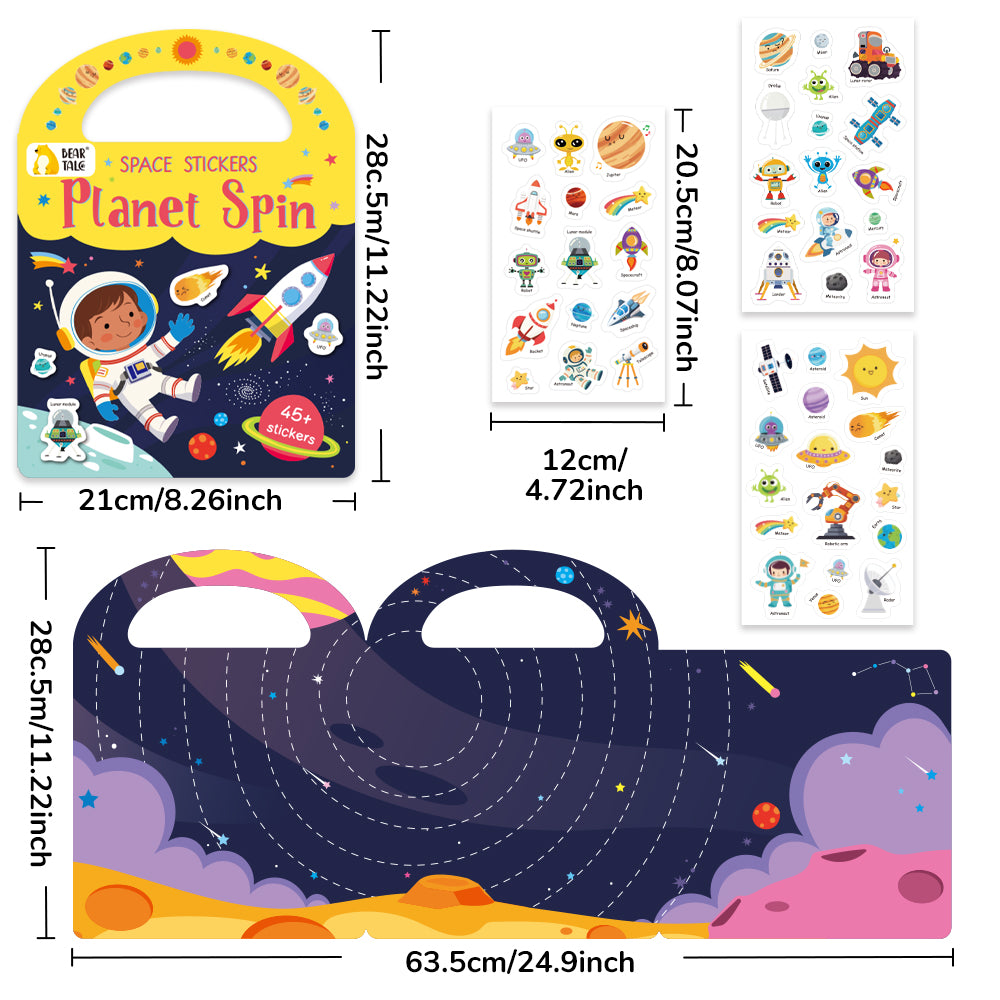 45 Pcs Space Stickers Planet Spin