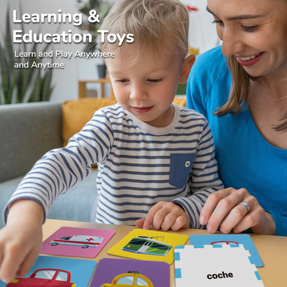 Spanish Cartoon Vehicles Flash Card