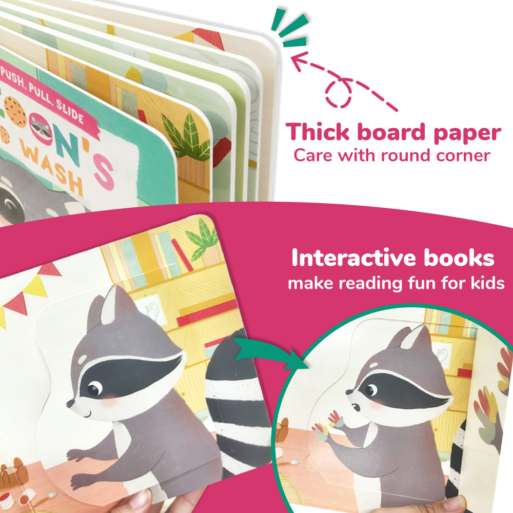 Habit Pals Push Pull Slide Kids Activity Book -Raccoon&