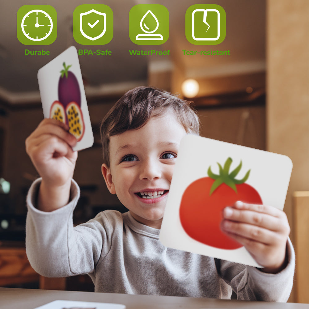 Spanish Cartoon Fruits & Vegetables Flash Card