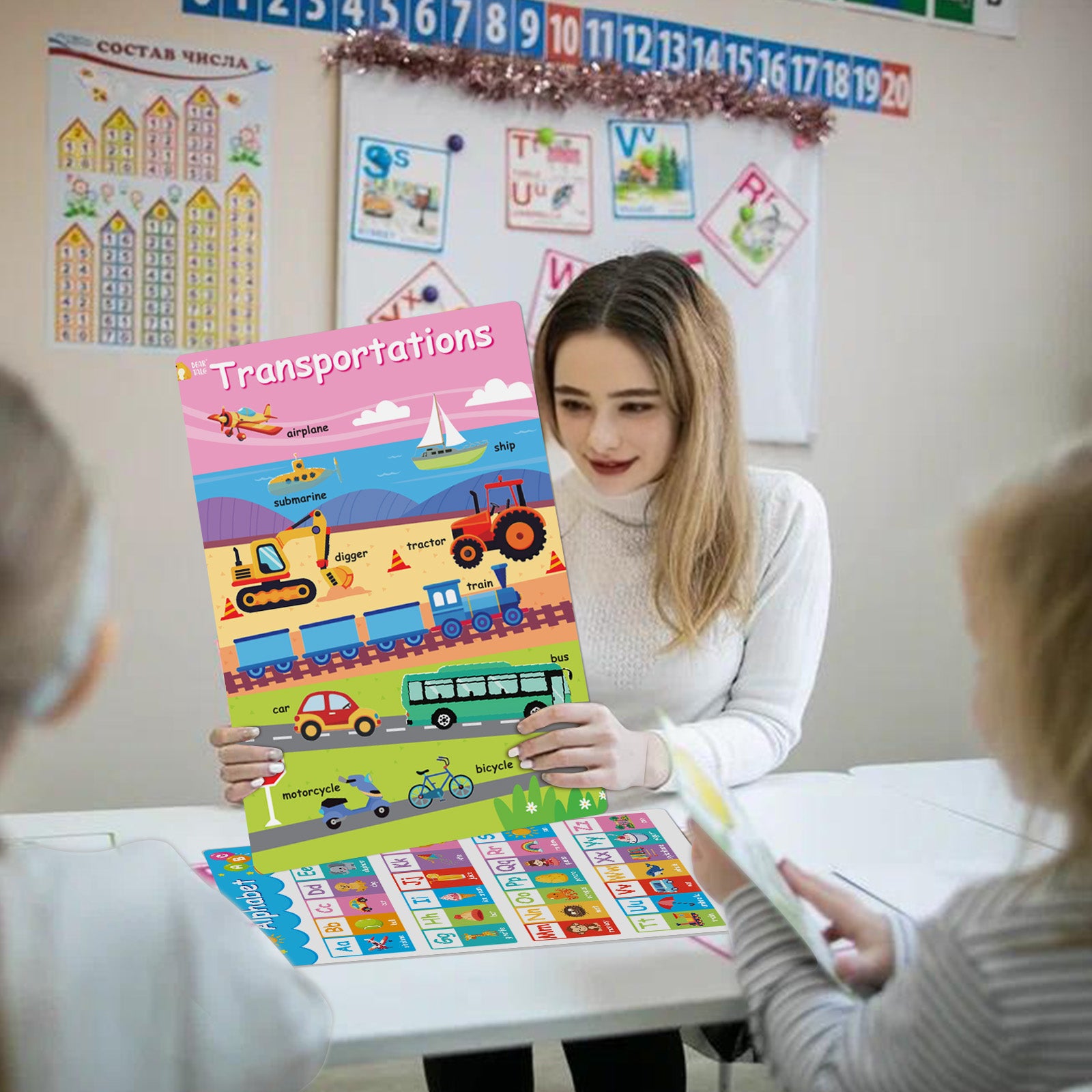 Educational Poster - My Body, Feelings, Farm Animals, Transportations