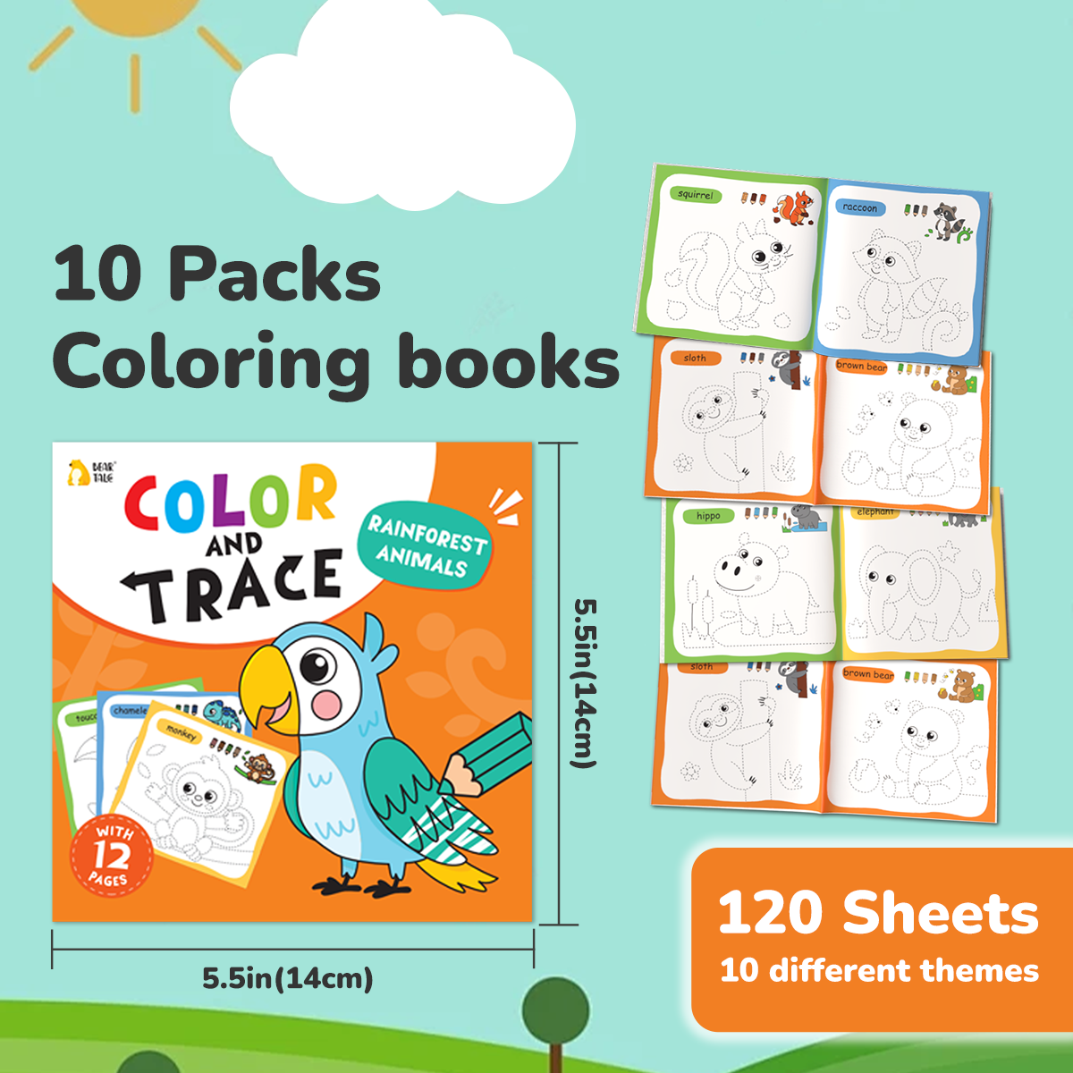 Color and Trace Coloring Book - Animals