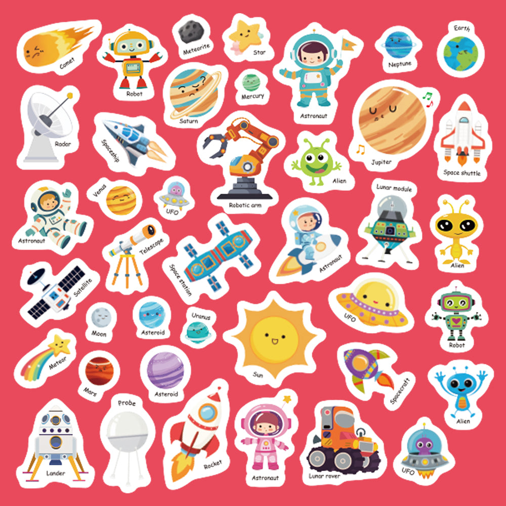 45 Pcs Space Stickers Planet Spin