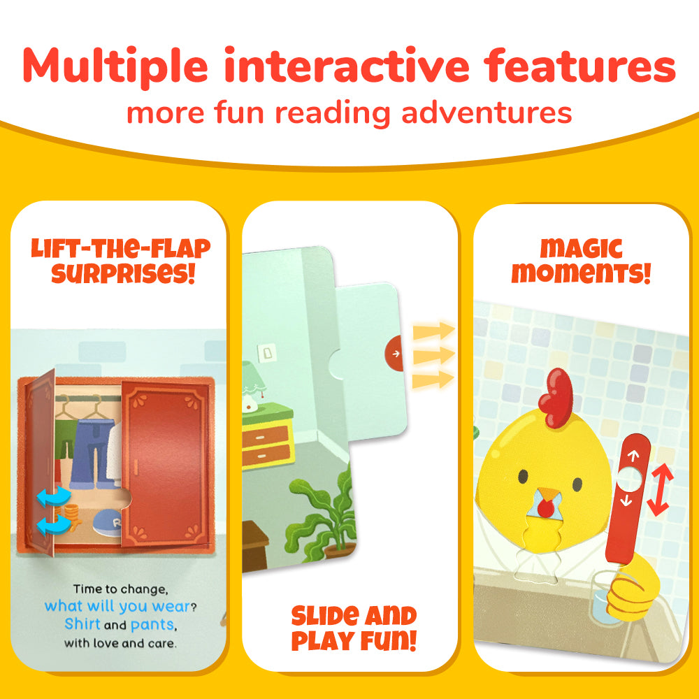 Habit Pals Push Pull Slide Kids Activity Book - Rooster&