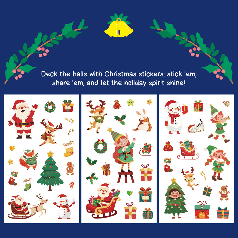 50 pcs Jolly Stickers Holly Christmas