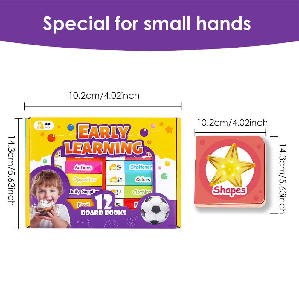 Numbers, Colors, Shapes, Animals, Food Set of 12 (Broad Books)