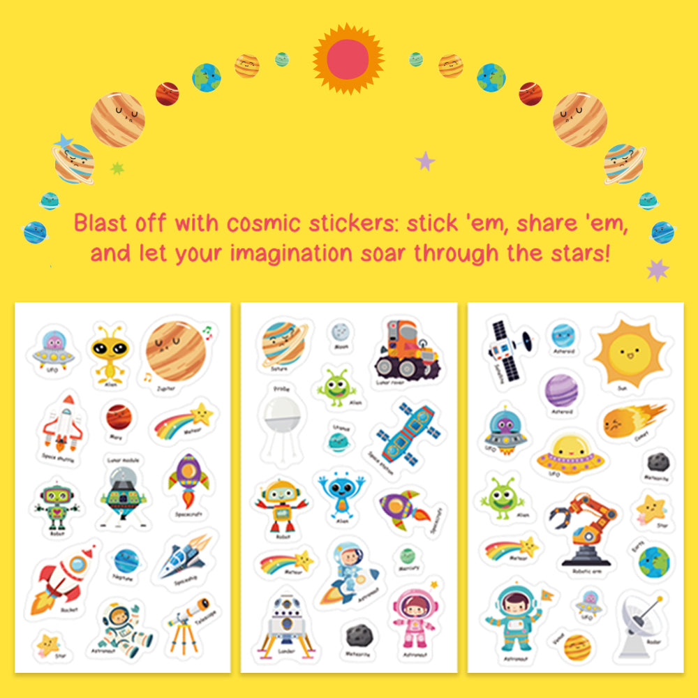 45 Pcs Space Stickers Planet Spin