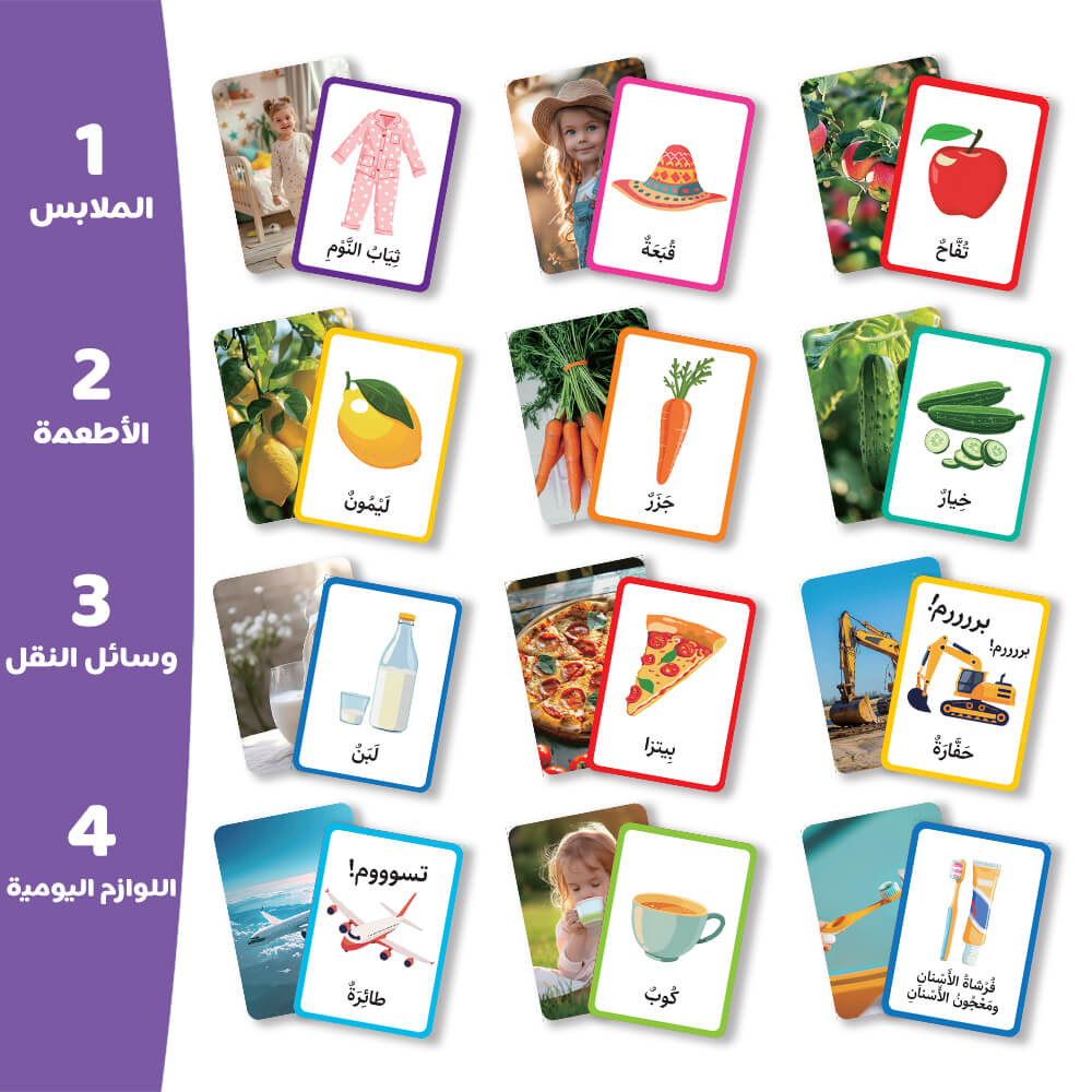 Daily Life Early Learning 54 Flash Cards (Arabic)