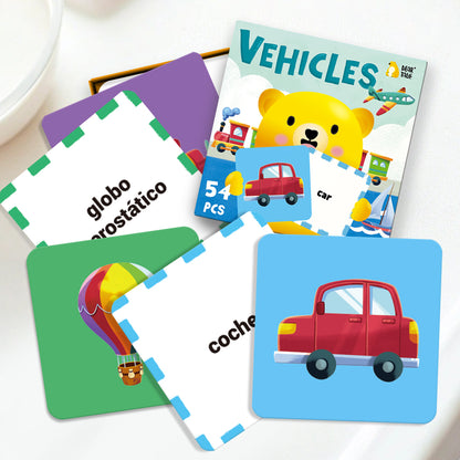 Spanish Cartoon Vehicles Flash Card