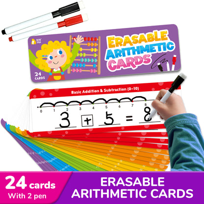 Erasable Arithmetic Cards - 24 Cards With 2 Pens